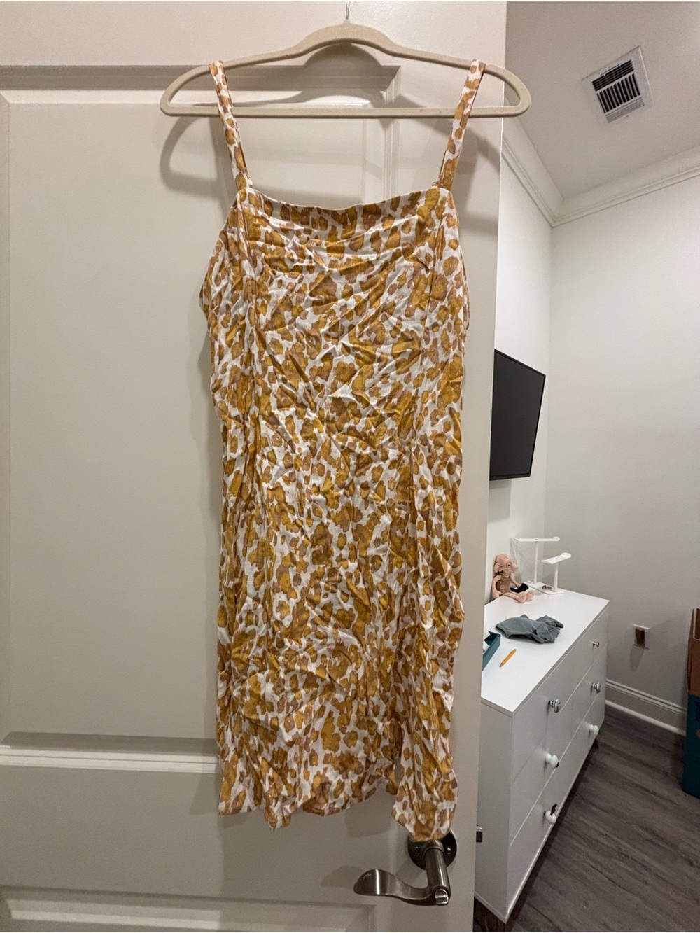 Yellow/Gold Cheetah Print Slip Dress